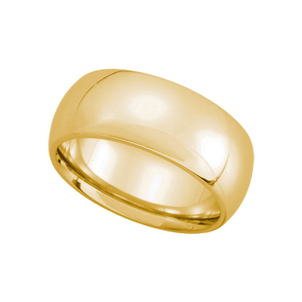 8mm Domed Comfort Fit Wedding Band in 14k Yellow Gold, Size 9