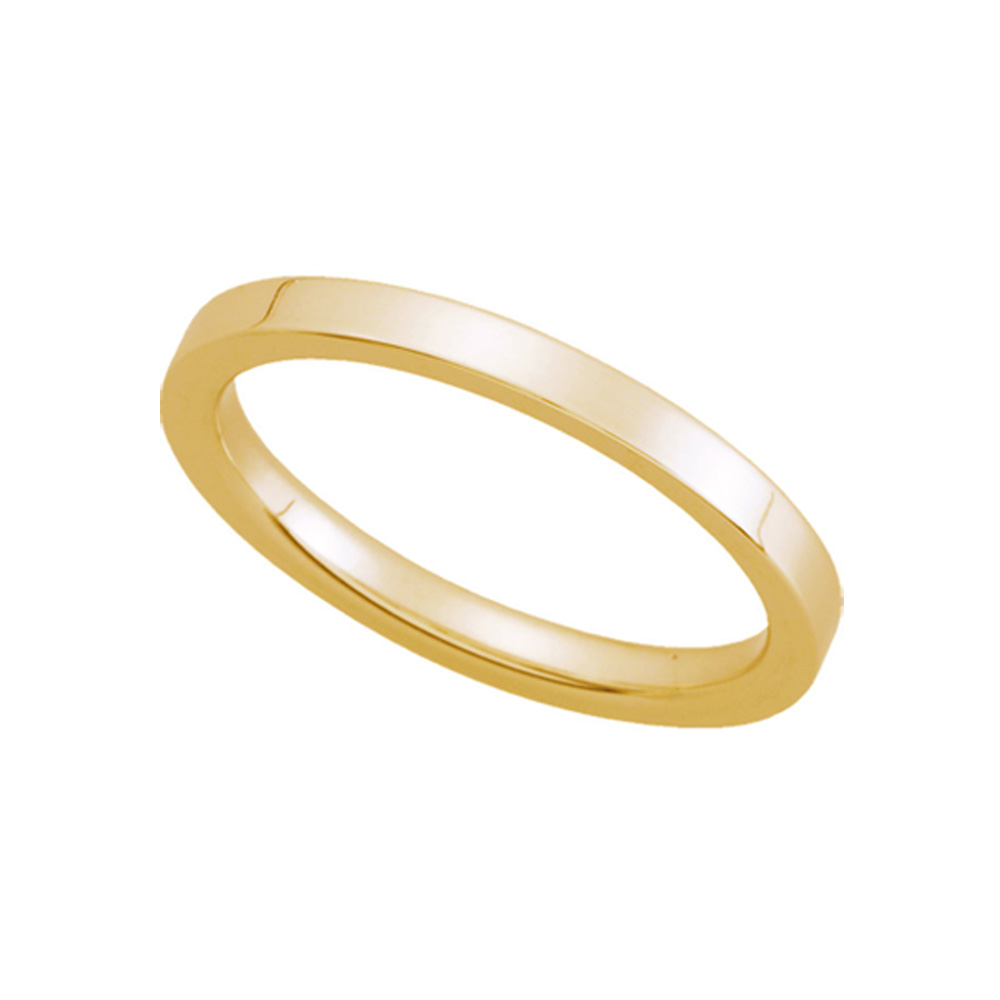 2mm Flat Comfort Fit Wedding Band in 14k Yellow Gold