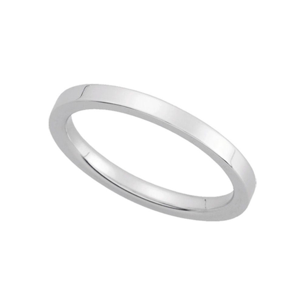 2mm Flat Comfort Fit Wedding Band in 14k White Gold, Size 9.5