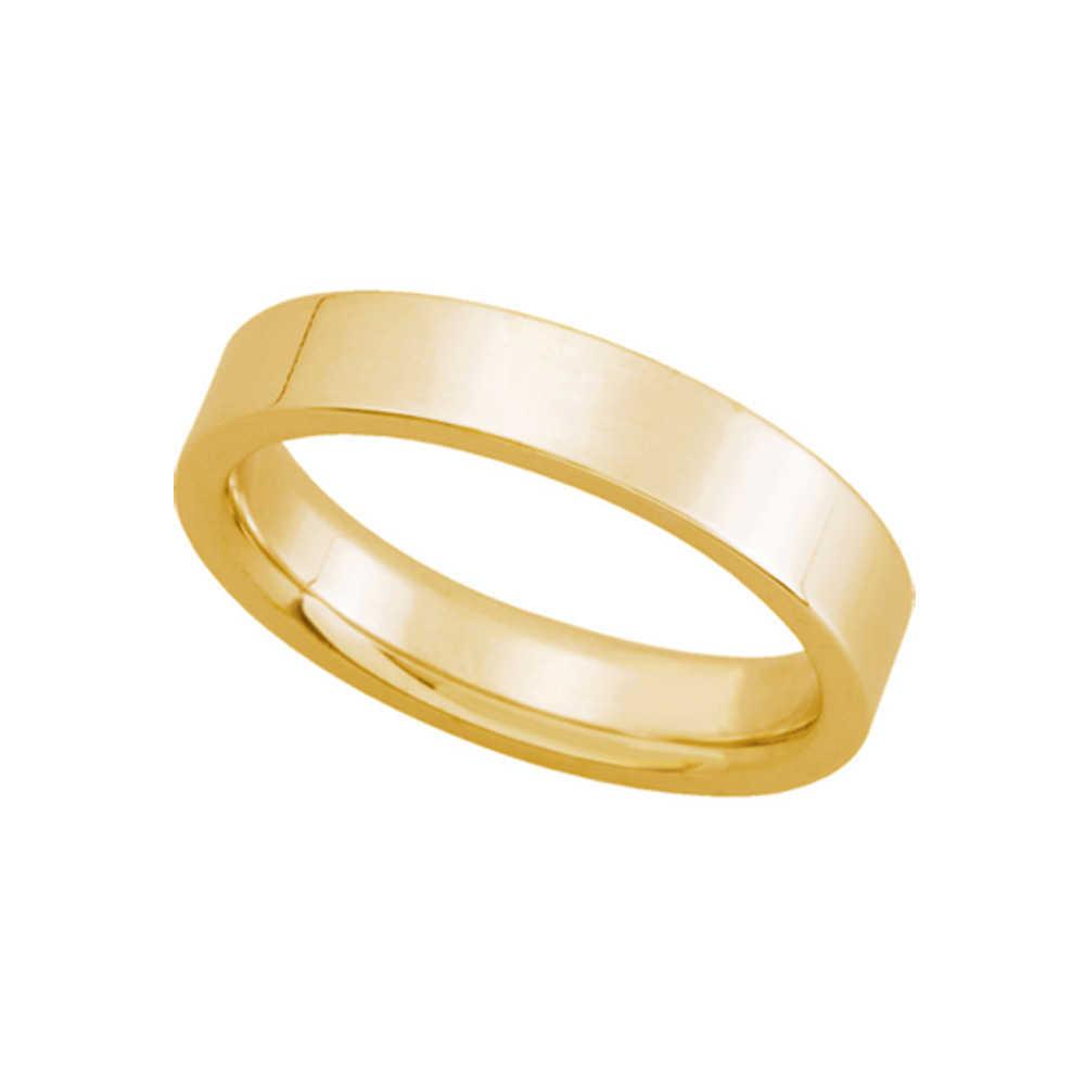 4mm Flat Comfort Fit Wedding Band in 14k Yellow Gold, Size 9