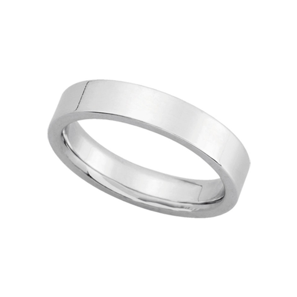 4mm Flat Comfort Fit Wedding Band in 14k White Gold, Size 9.5