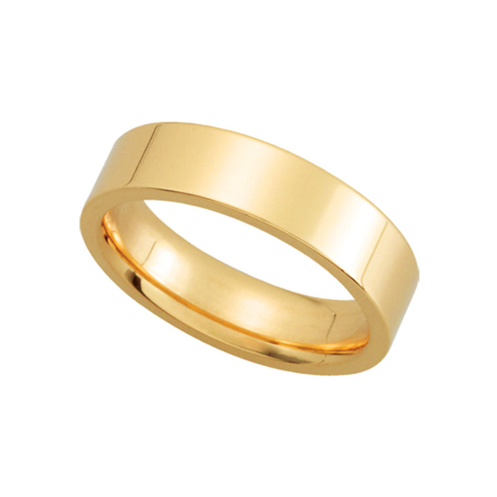 5mm Flat Comfort Fit Wedding Band in 14k Yellow Gold, Size 9