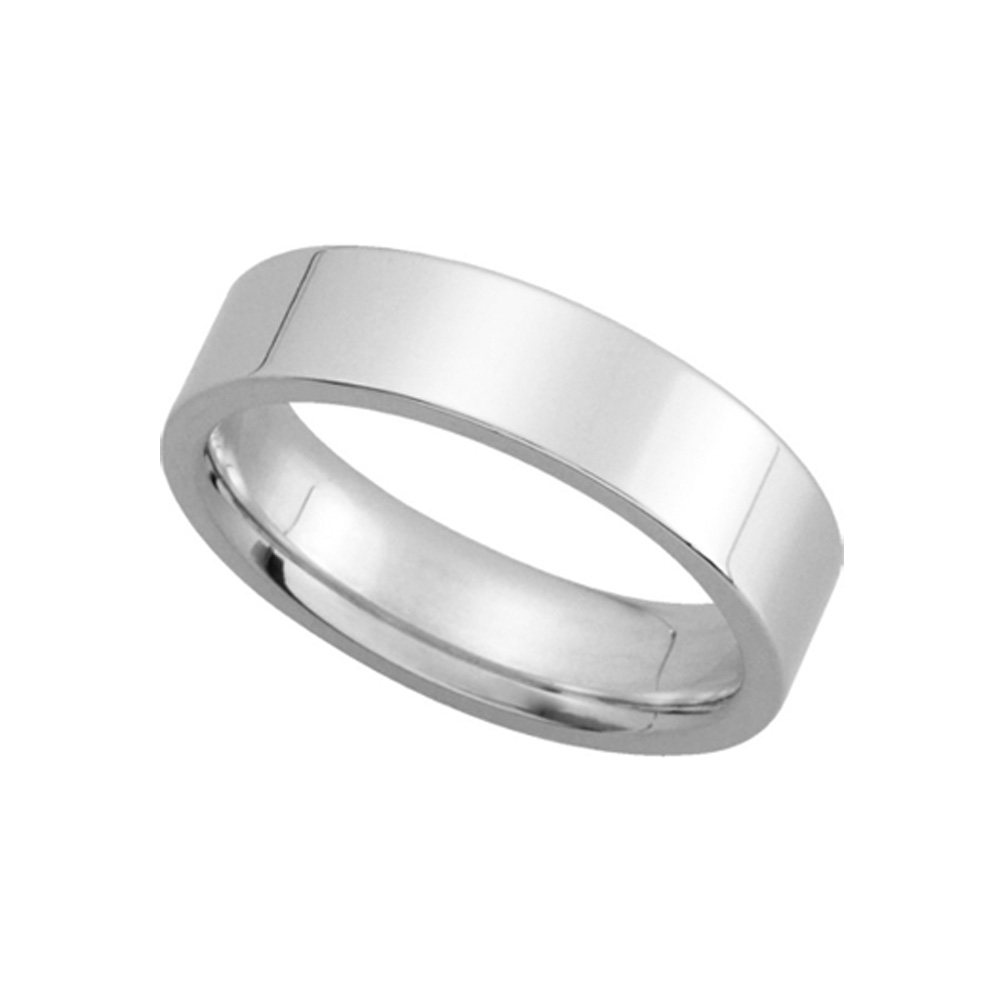 5mm Flat Comfort Fit Wedding Band in 14k White Gold, Size 9