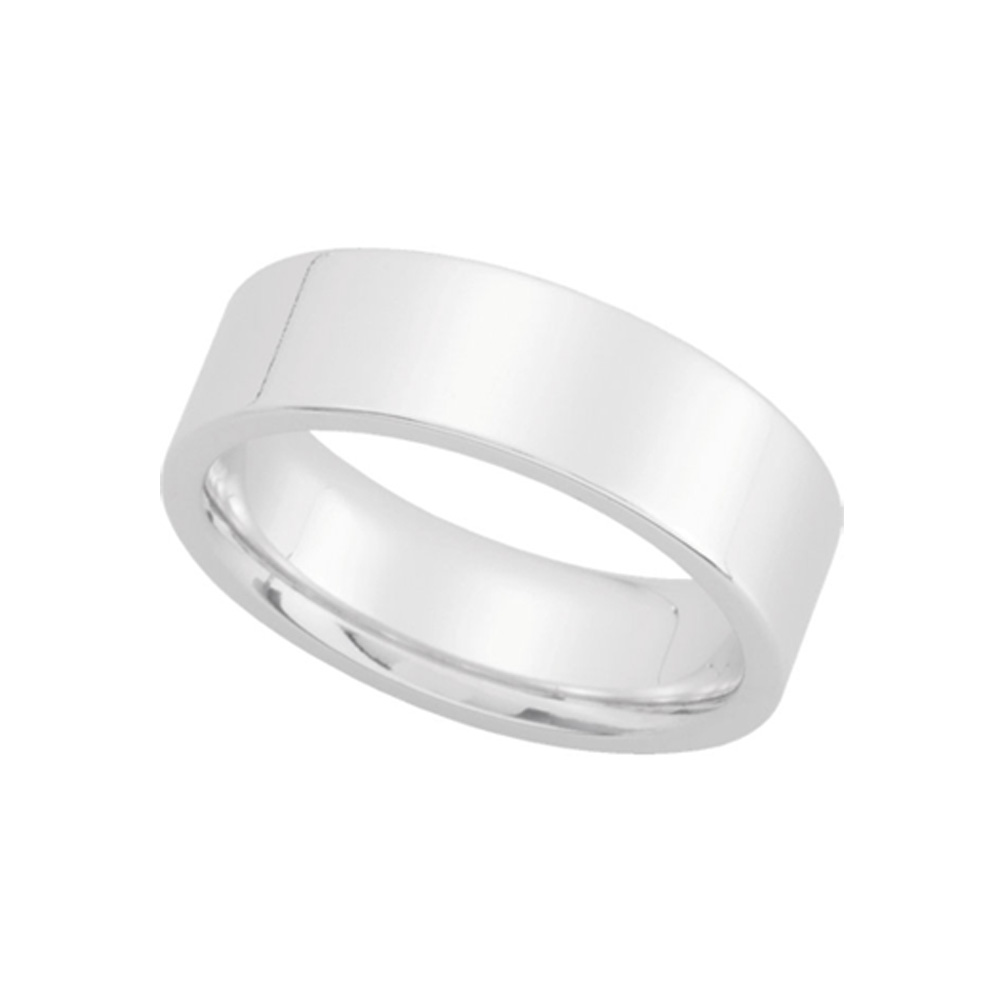 6mm Flat Comfort Fit Wedding Band in 14k White Gold, Size 9.5