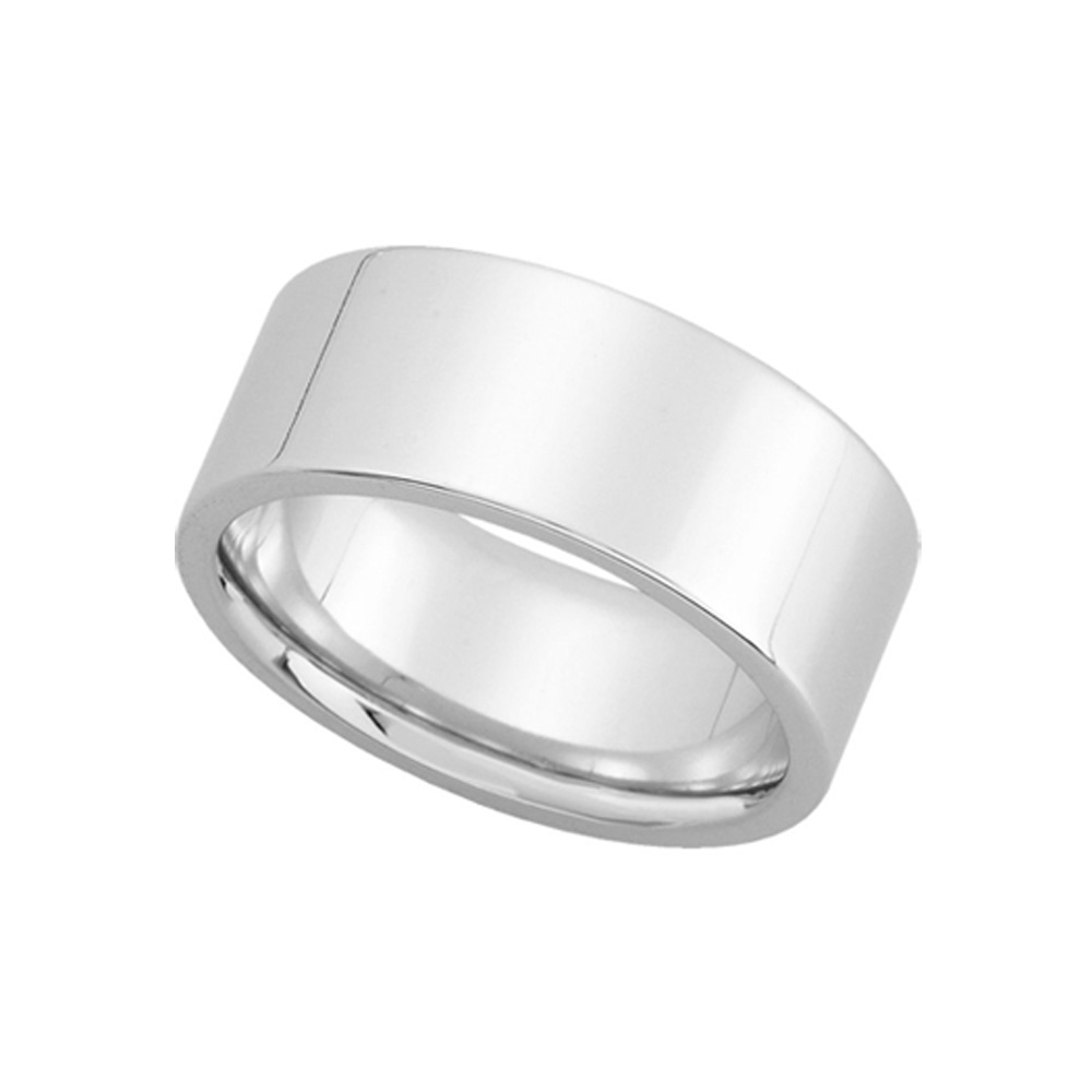 8mm Flat Comfort Fit Wedding Band in 14k White Gold, Size 14