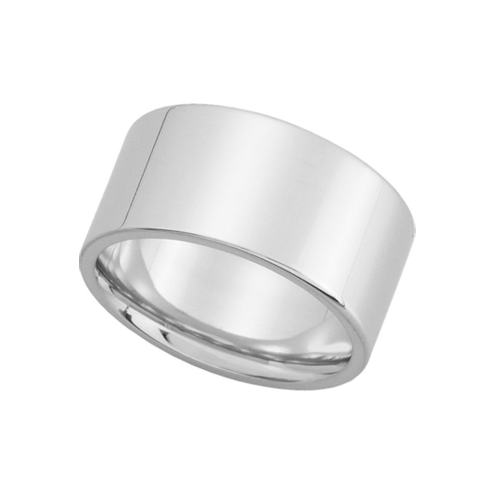 10mm Flat Comfort Fit Wedding Band in 14k White Gold, Size 9