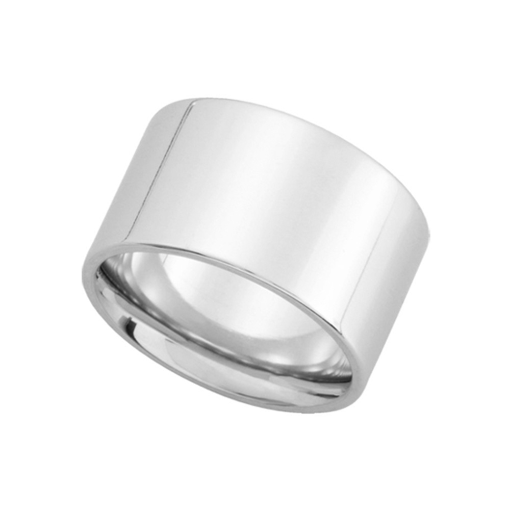 12mm Flat Comfort Fit Wedding Band in Platinum