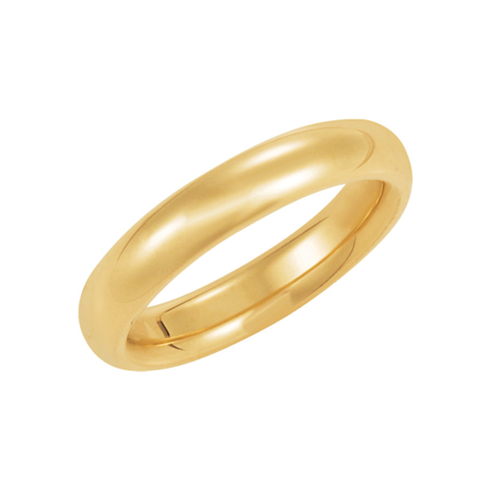 4mm Heavy Polished Domed Comfort Fit 14k Yellow Gold Band, Size 9