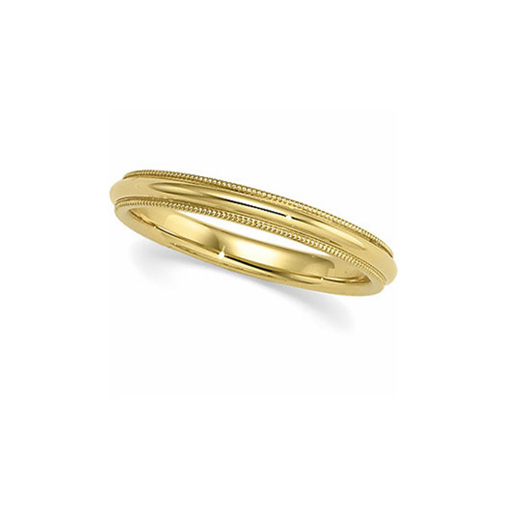 3mm Milgrain Edge Comfort Fit Domed 14k Yellow Gold Band, Size 11