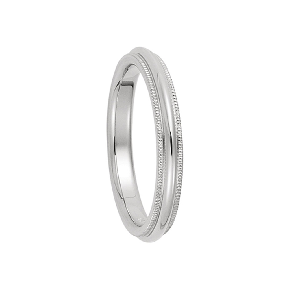 4mm Milgrain Edge Comfort Fit Domed Band in 14k White Gold, Size 9