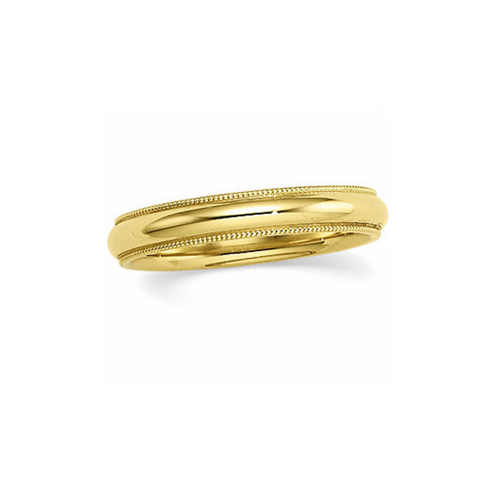 4mm Milgrain Edge Comfort Fit Domed Band in 14k Yellow Gold, Size 9