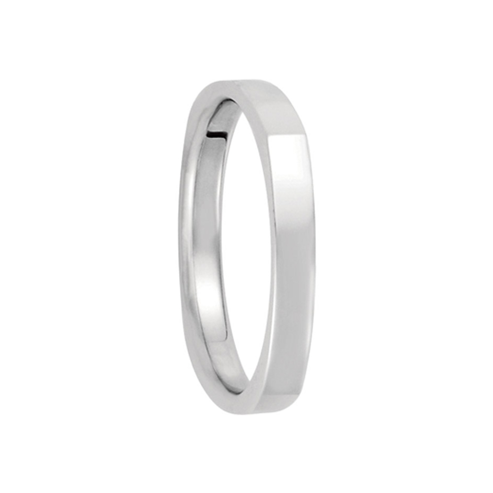 2.5mm Square Comfort Fit Polished Band in 14k White Gold, Size 13