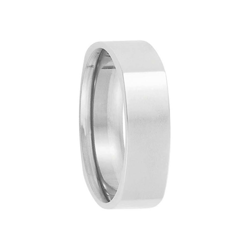 4mm Square Comfort Fit Polished Band in 14k White Gold, Size 11