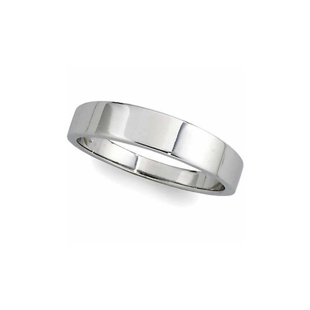 4mm Flat Tapered Wedding Band in 14k White Gold, Size 11