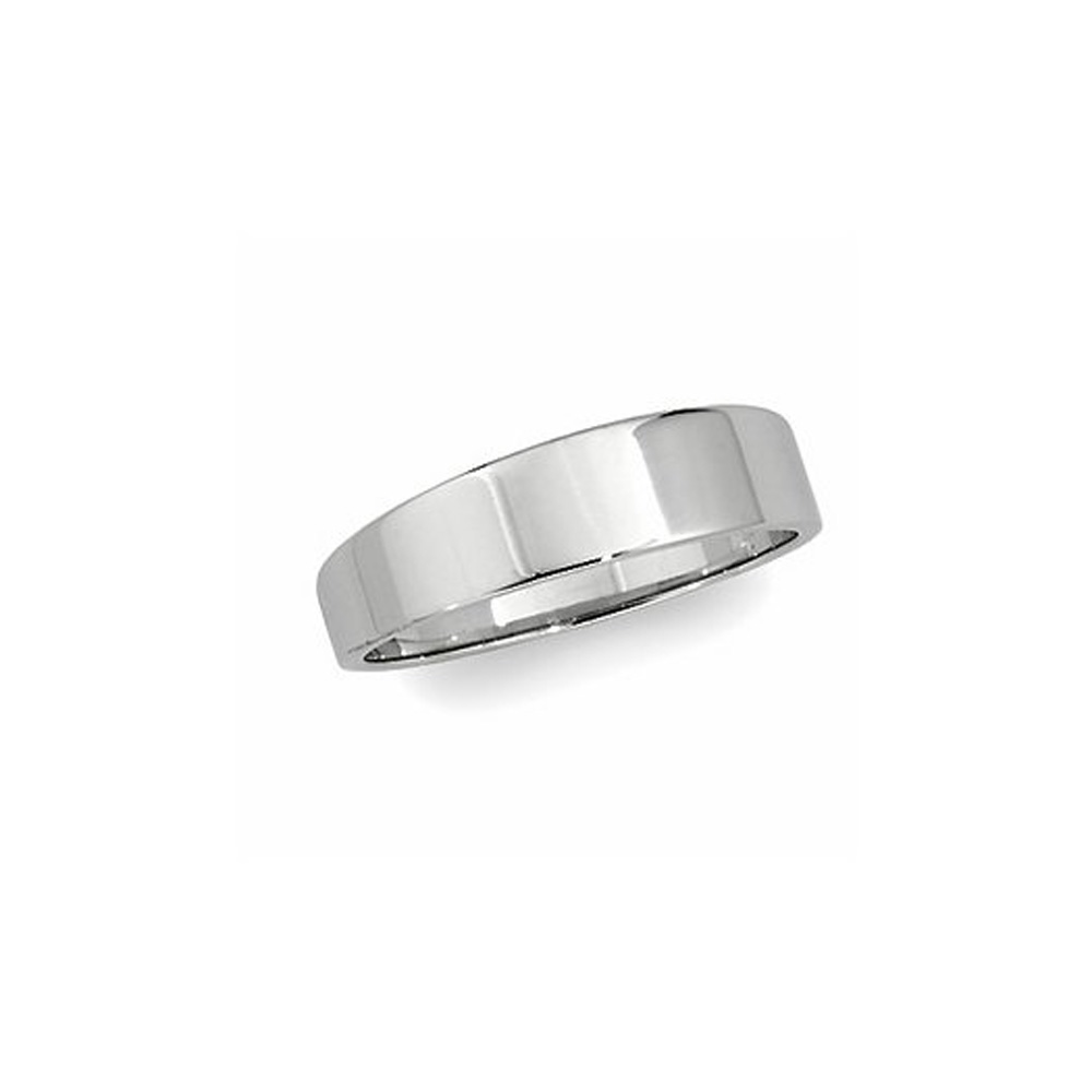 6mm Flat Tapered Wedding Band in 14k White Gold