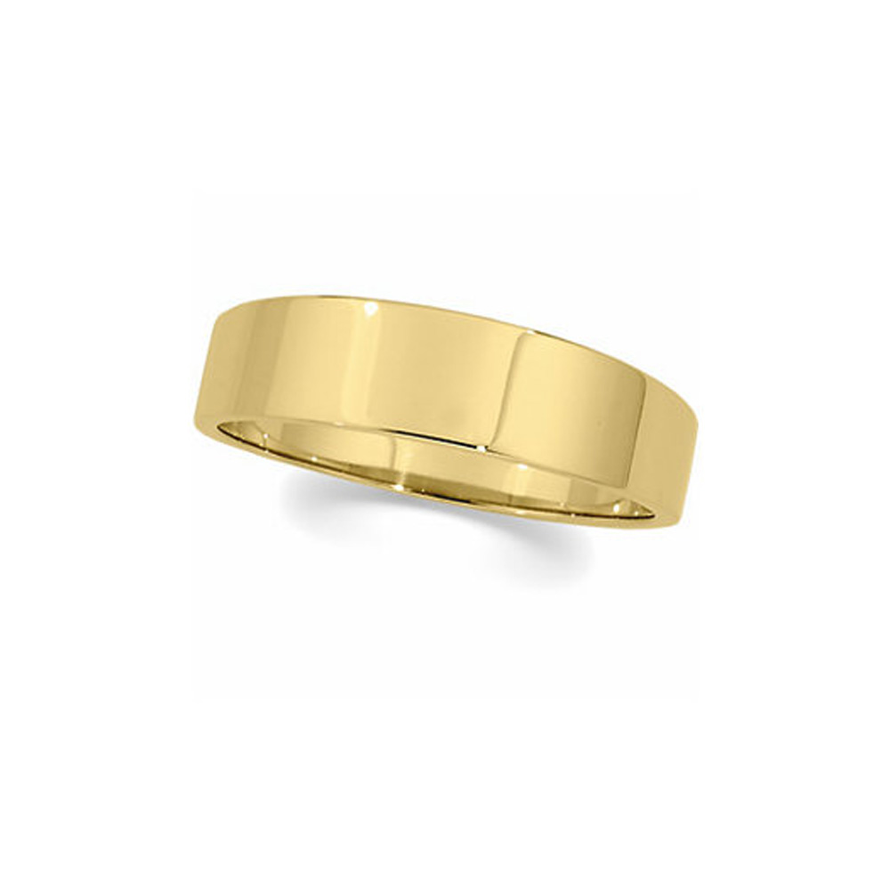 6mm Flat Tapered Wedding Band in 10k Yellow Gold