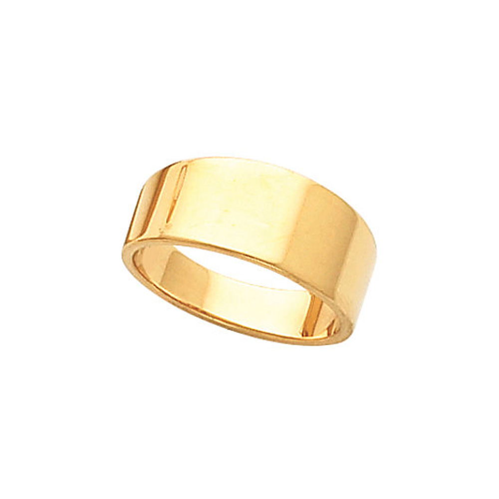 8mm Flat Tapered Wedding Band in 14k Yellow Gold, Size 10