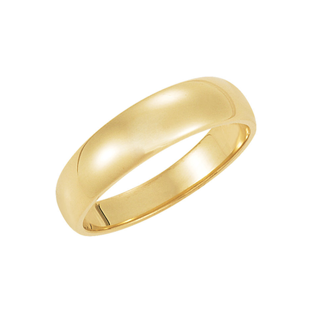 5mm Half Round Tapered Wedding Band in 10k Yellow Gold, Size 9.5