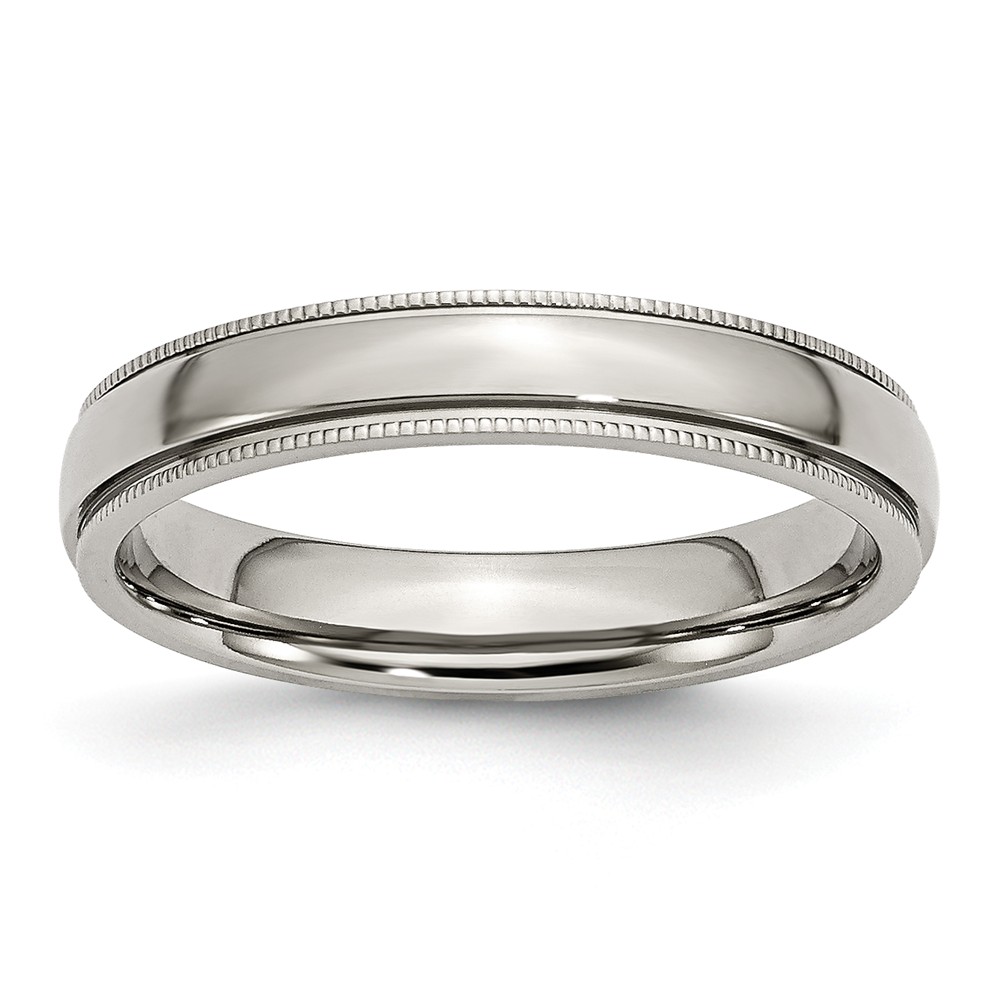Stainless Steel Beaded Edge 4mm Polished Comfort Fit Band