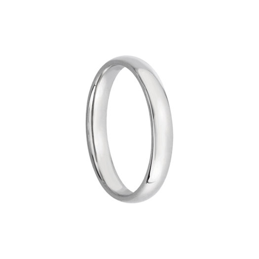 3mm Light Domed Comfort Fit Wedding Band in Platinum