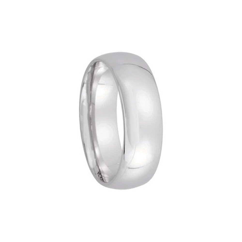 6mm Light Domed Comfort Fit Wedding Band in 14k White Gold Size 12