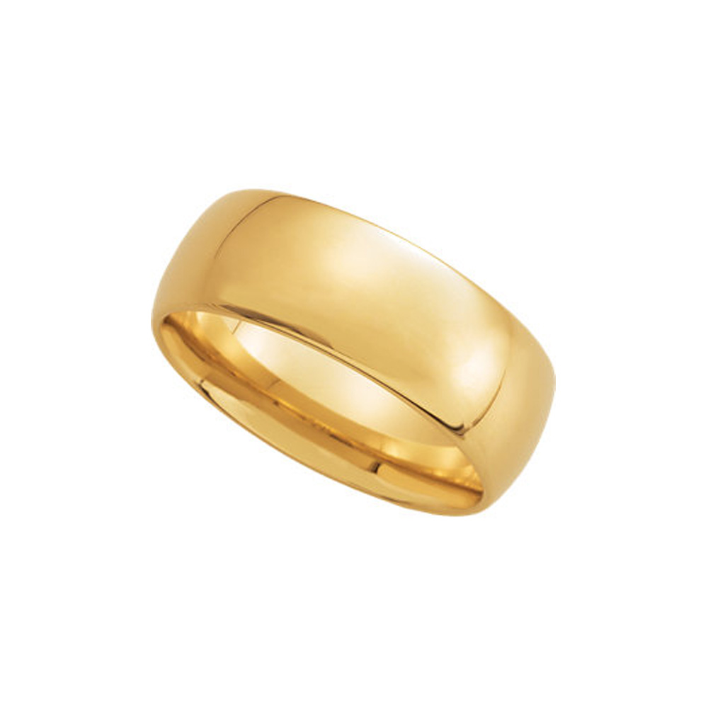 7mm Light Domed Comfort Fit Wedding Band in 14k Yellow Gold Size 8