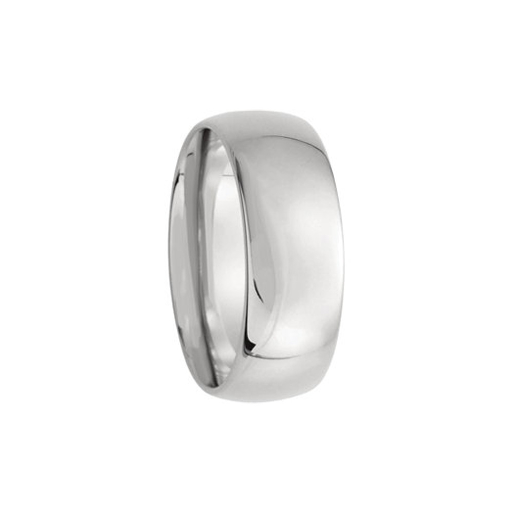 7mm Light Domed Comfort Fit Wedding Band in 14k White Gold Size 8