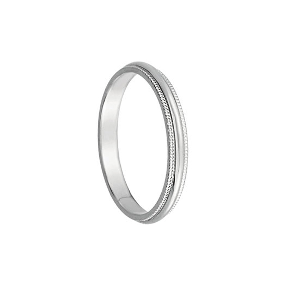 2.5mm Milgrain Edge Domed Band in 14k White Gold