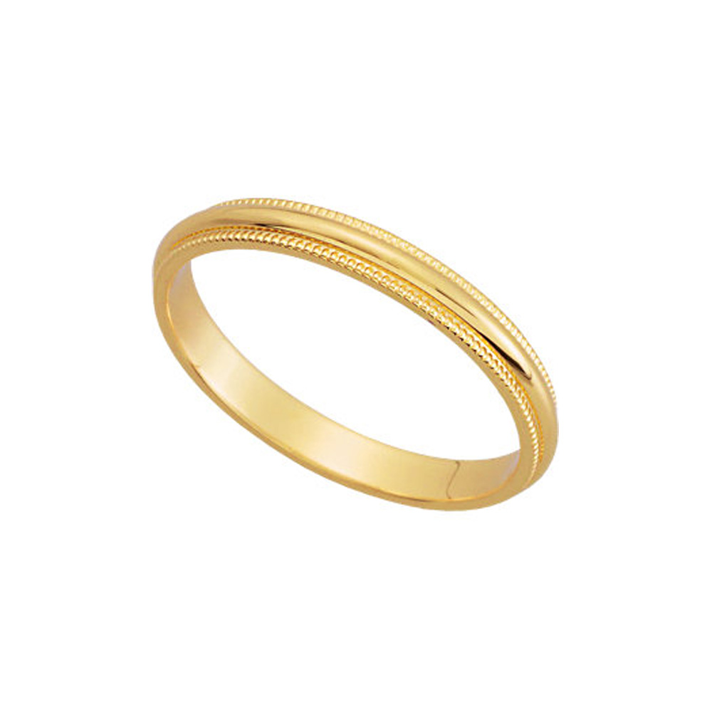 2.5mm Milgrain Edge Domed Band in 10k Yellow Gold