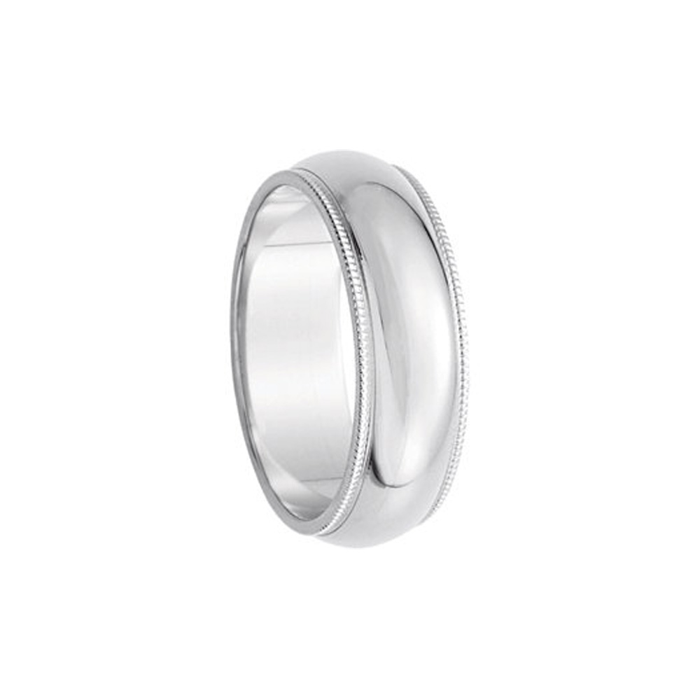 6mm Milgrain Edge Domed Band in 14k White Gold Size 11