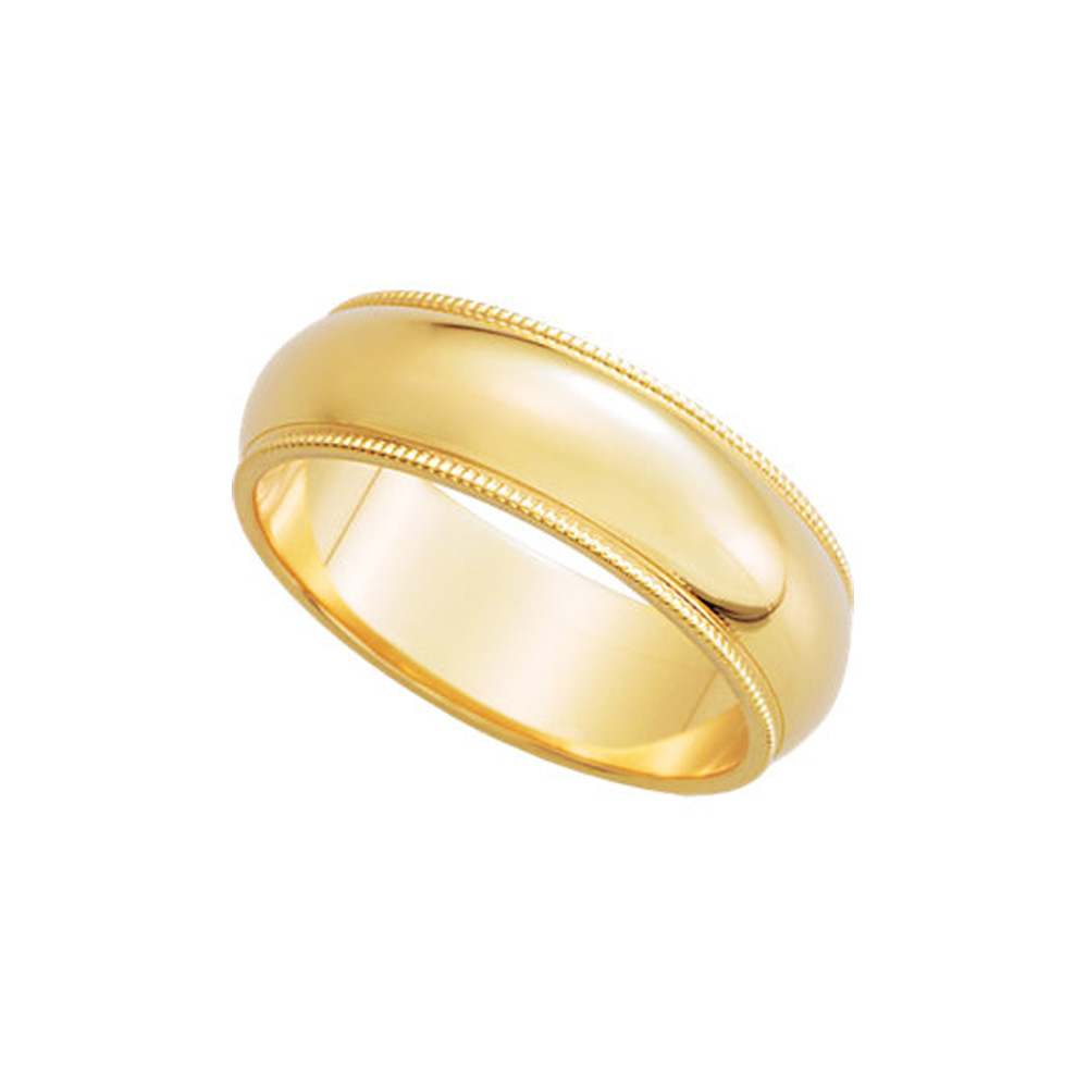 6mm Milgrain Edge Domed Band in 14k Yellow Gold