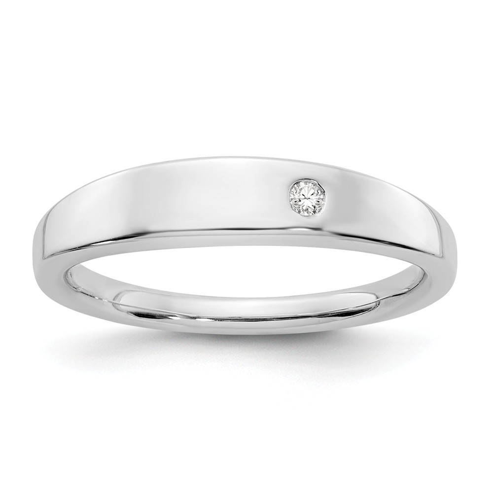 4mm Tapered 2pt Diamond Ring in Rhodium Plated Sterling Silver