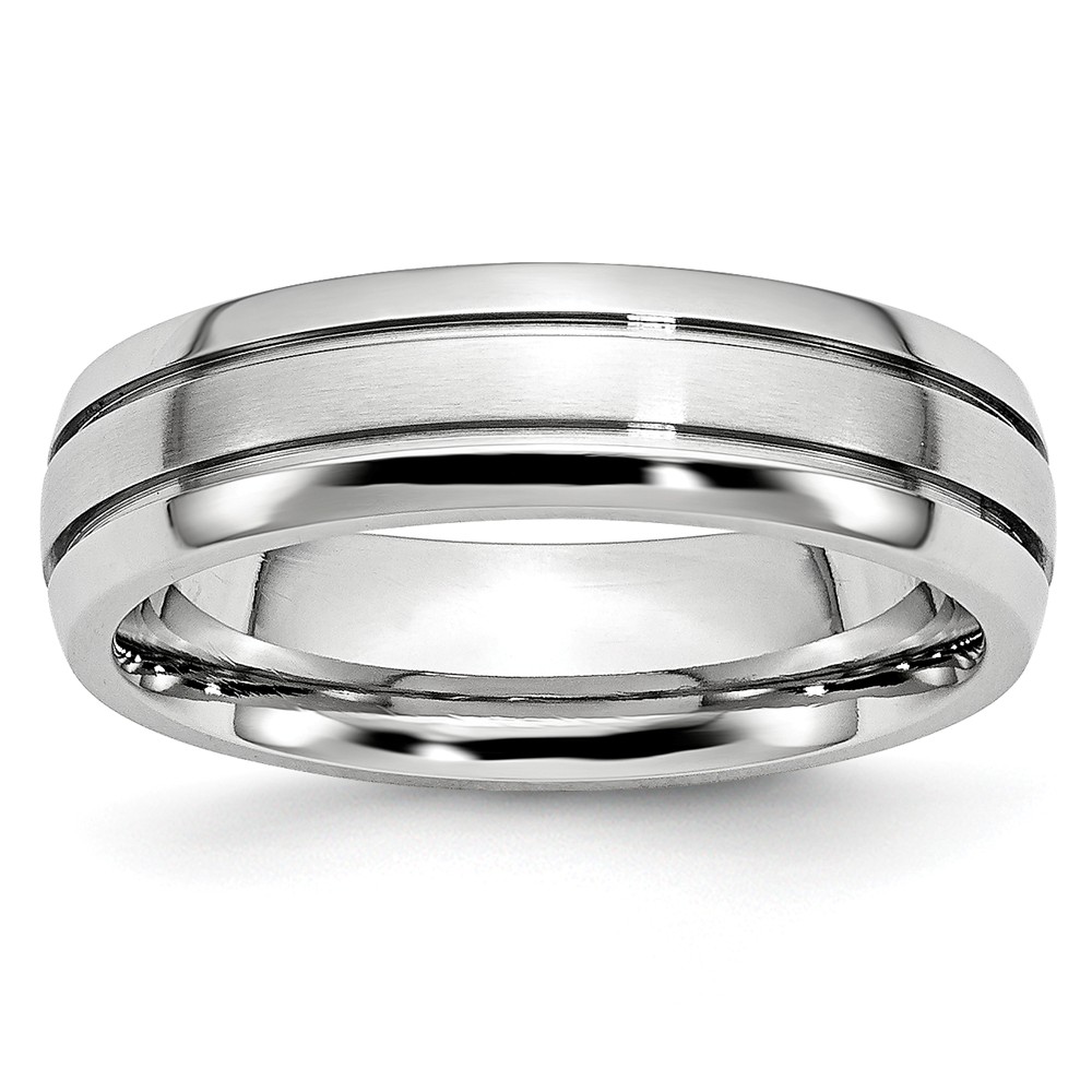 6mm Cobalt Polished &amp; Satin Double Grooved Comfort Fit Band