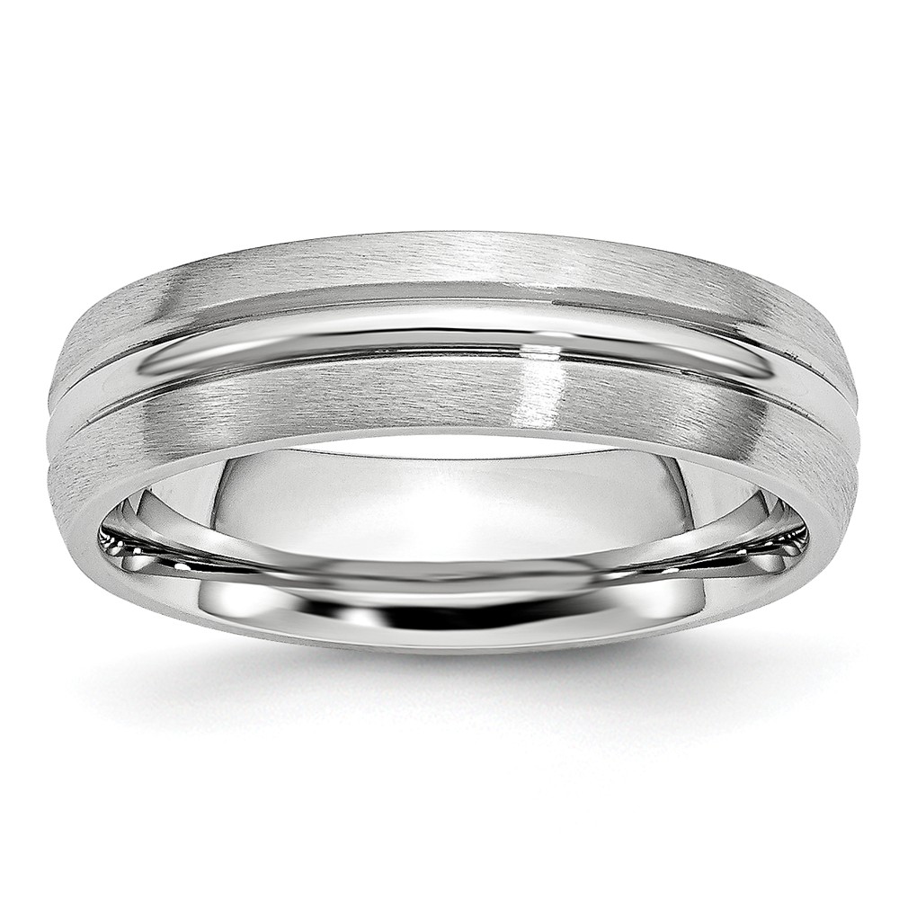 6mm Cobalt Satin & Polished Grooved Comfort Fit Band