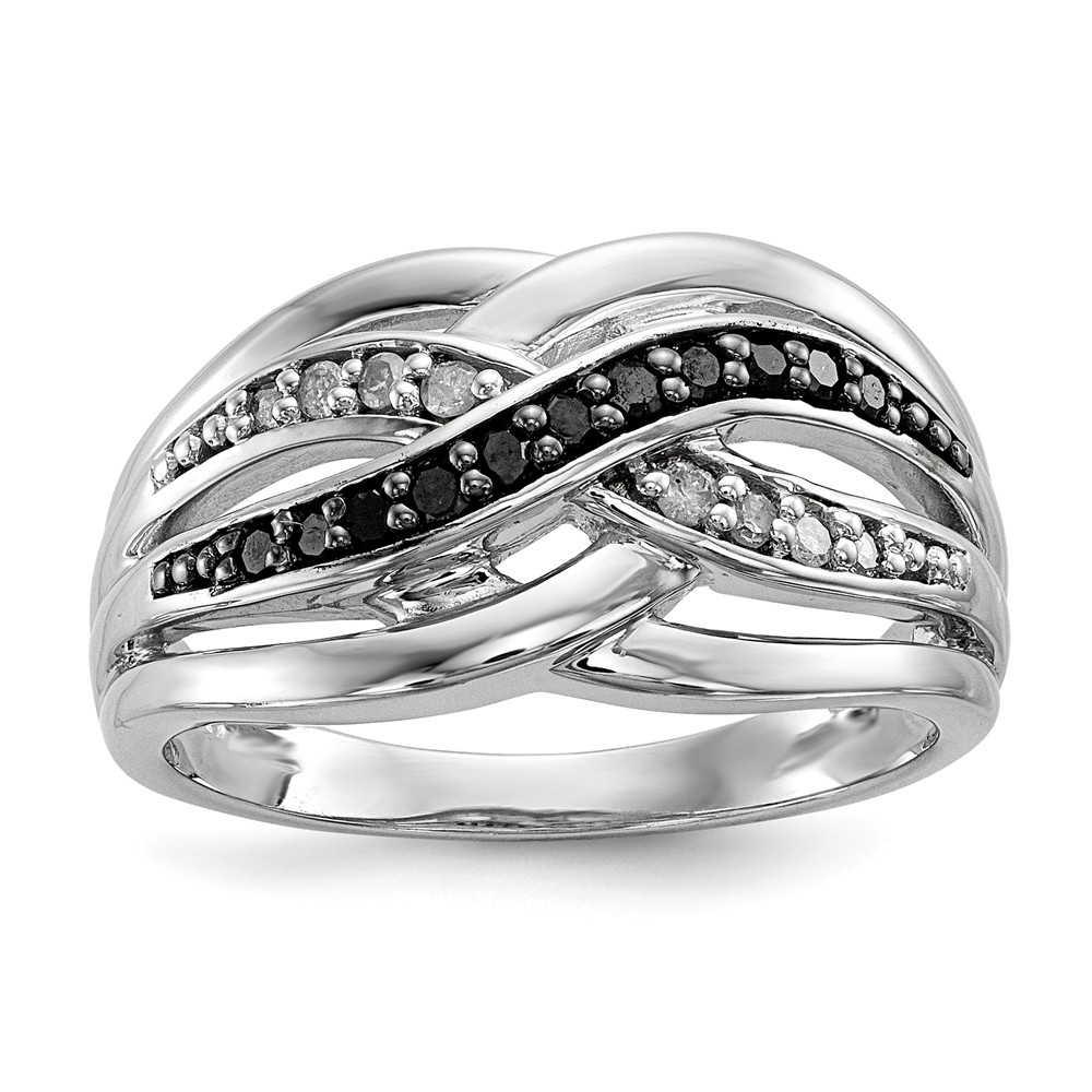 1/5 Ctw Black & White Diamond Woven Ring in Sterling Silver