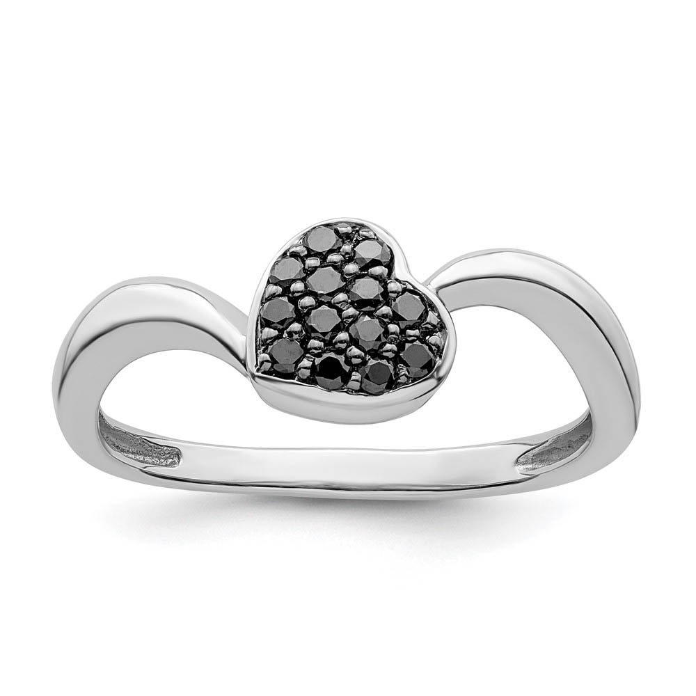 1/6 Cttw Black Diamond 7mm Heart Ring in Sterling Silver