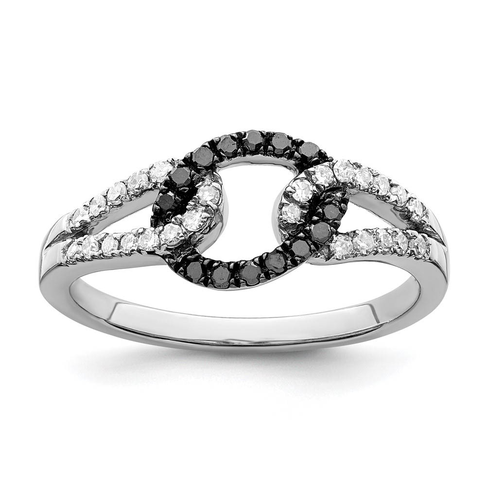 1/4 Ctw Black & White Diamond Oval Loop Ring in Sterling Silver