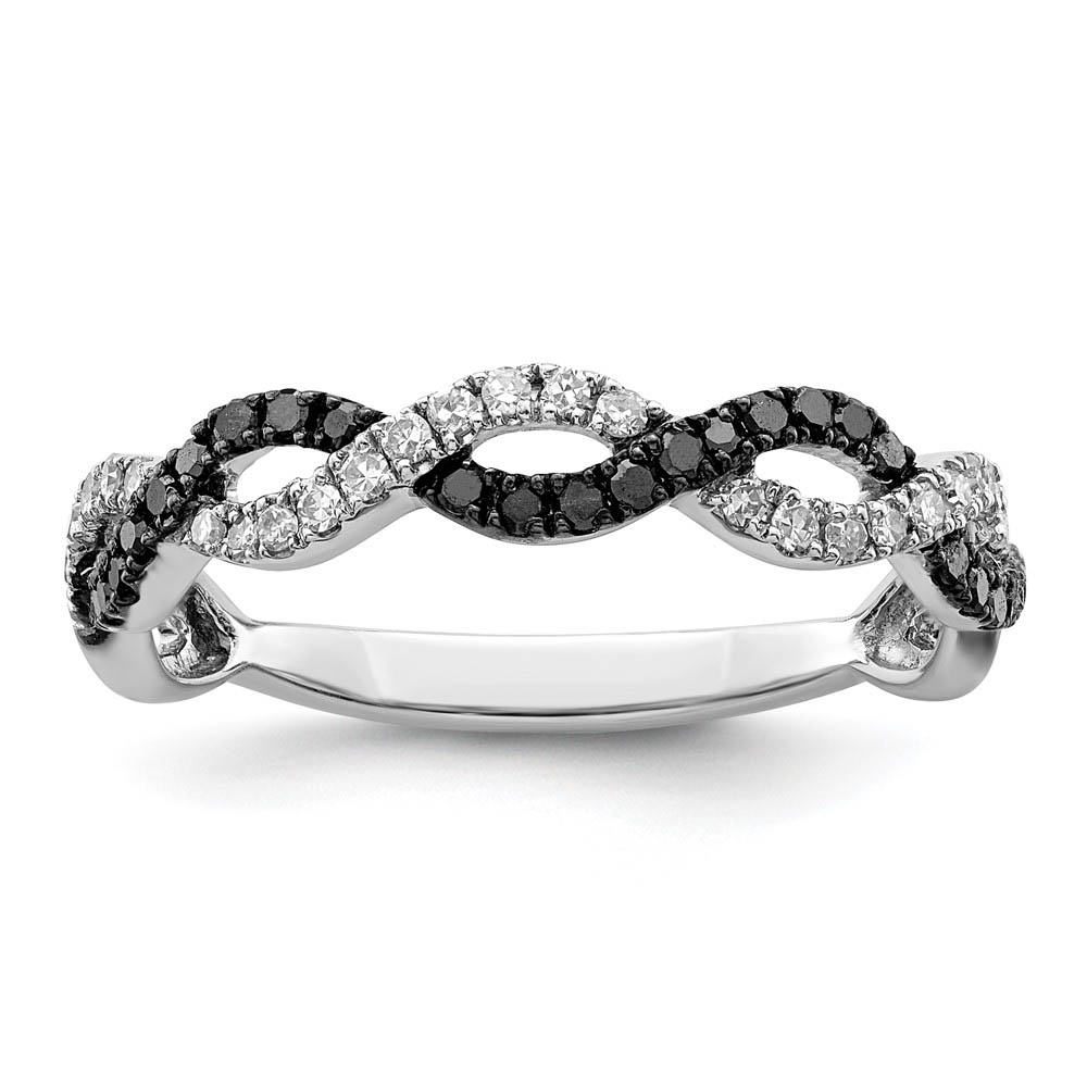 1/3 Ctw Black & White Diamond Twisted Ring in Sterling Silver