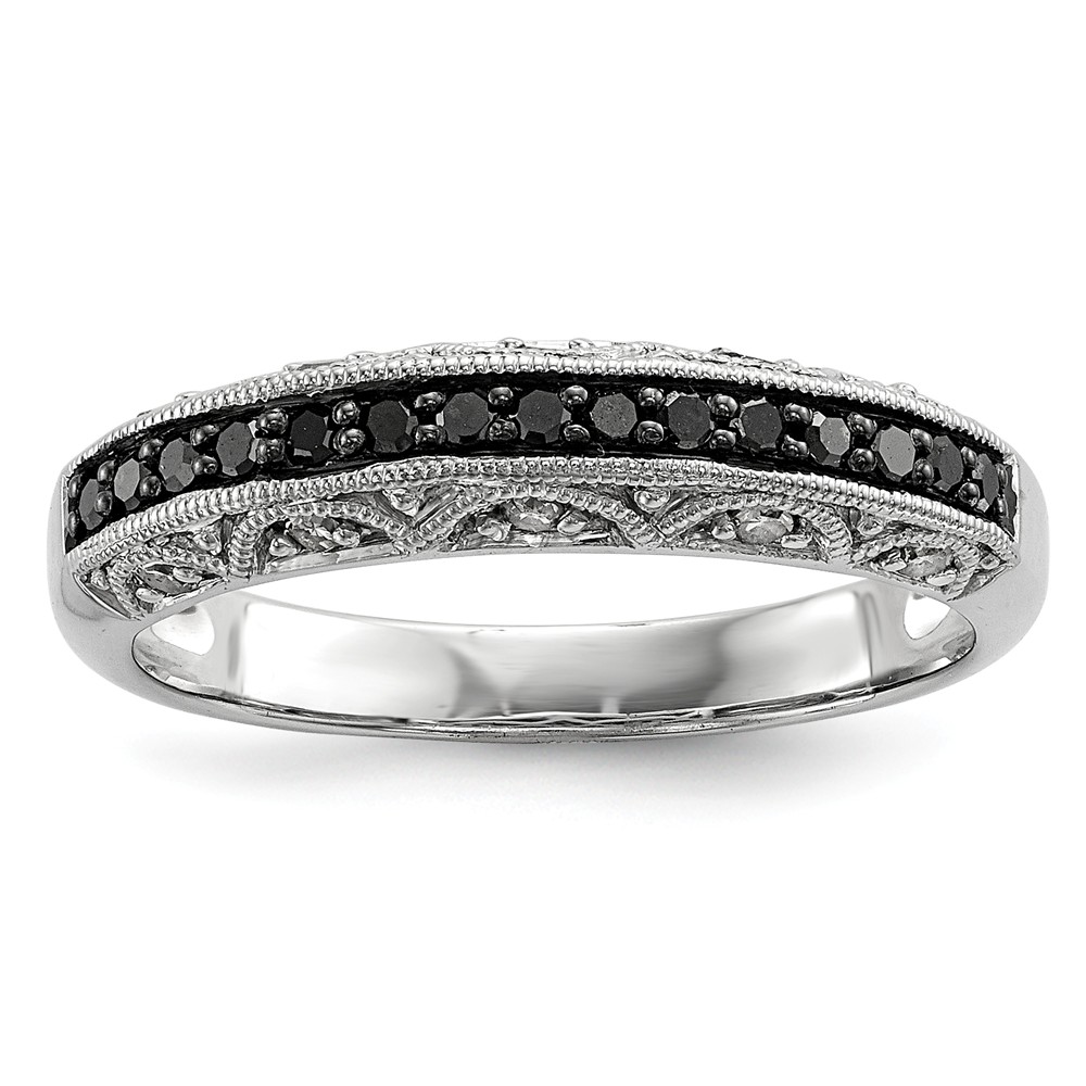 1/4 Ctw Black Diamond 3mm Tapered Ring in Sterling Silver