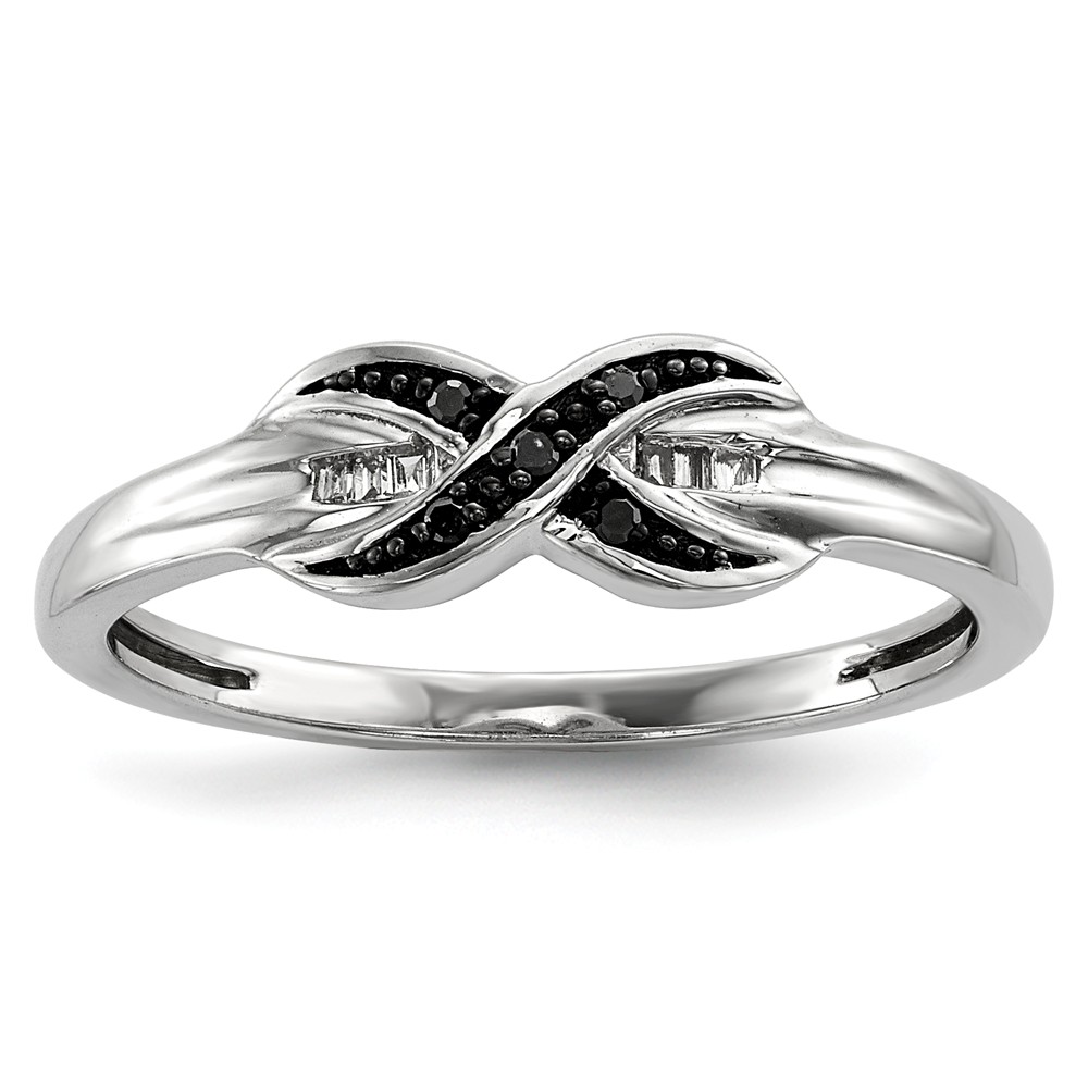 1/20 Ctw Black & White Diamond X Ring in Sterling Silver