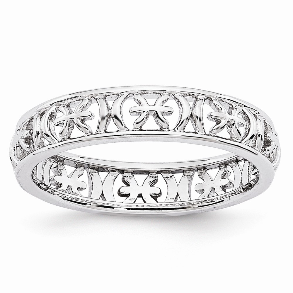 4mm Sterling Silver Stackable Expressions Pisces Zodiac Ring