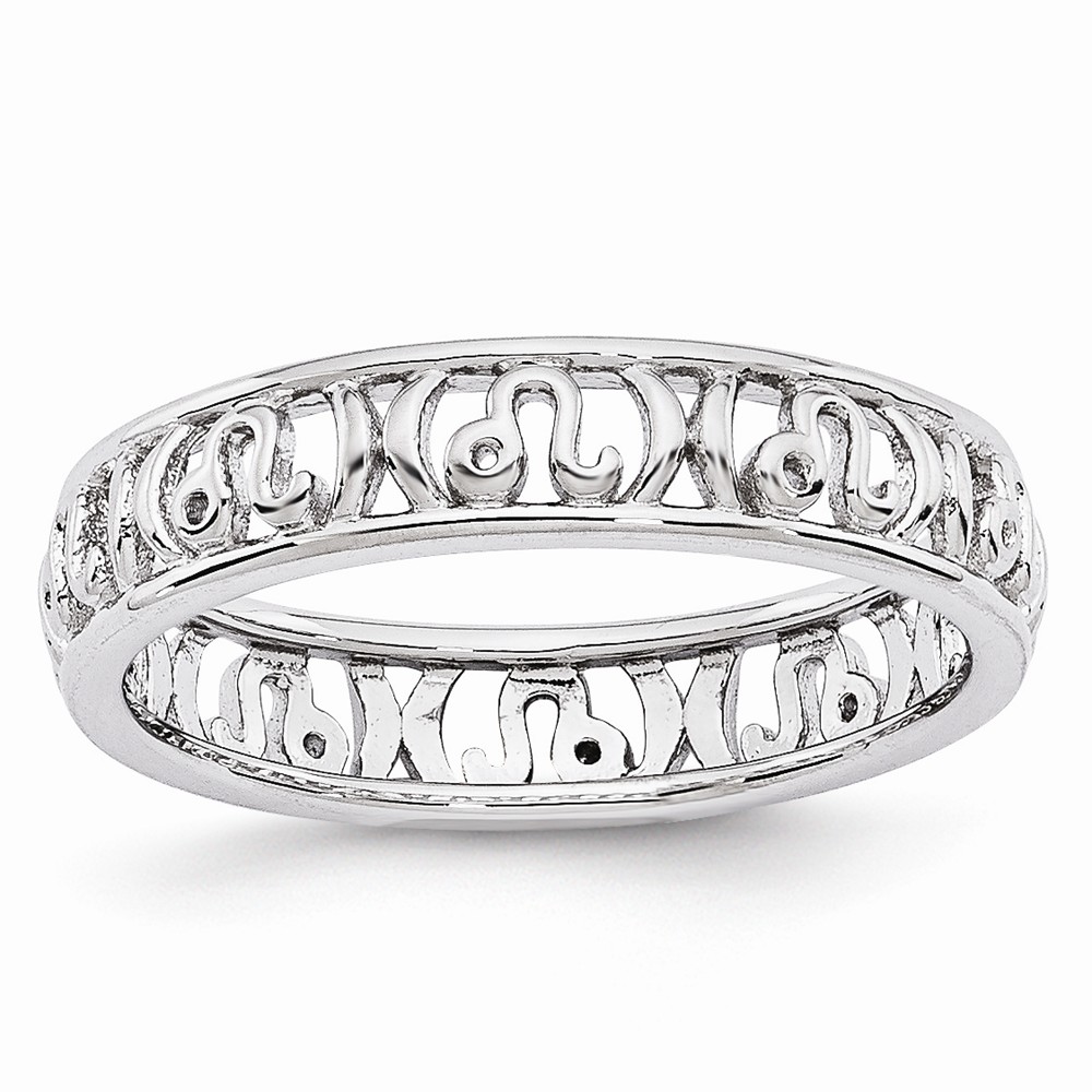 4mm Sterling Silver Stackable Expressions Leo Zodiac Ring