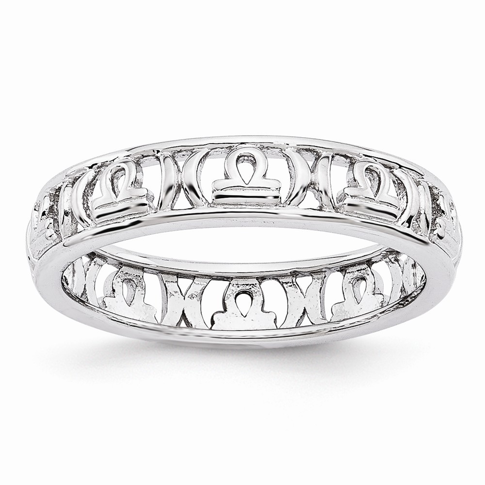 4mm Sterling Silver Stackable Expressions Libra Zodiac Ring