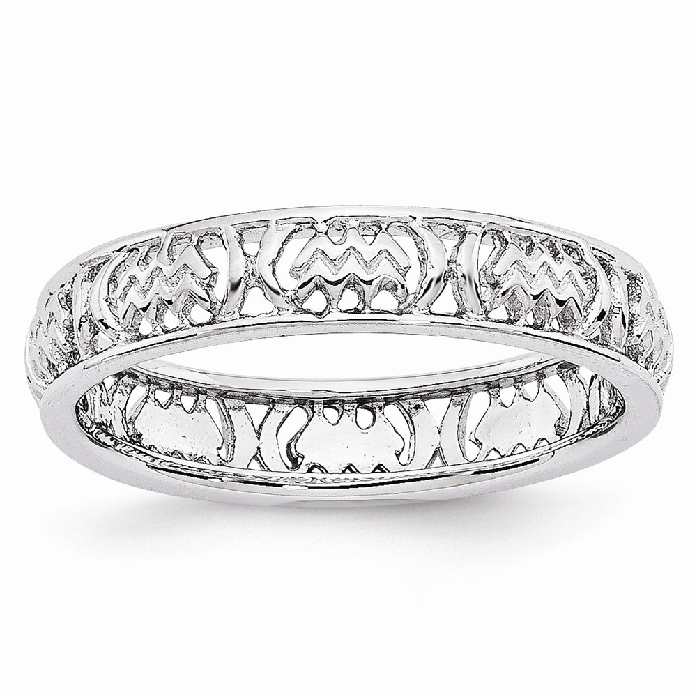 4mm Sterling Silver Stackable Expressions Aquarius Zodiac Ring