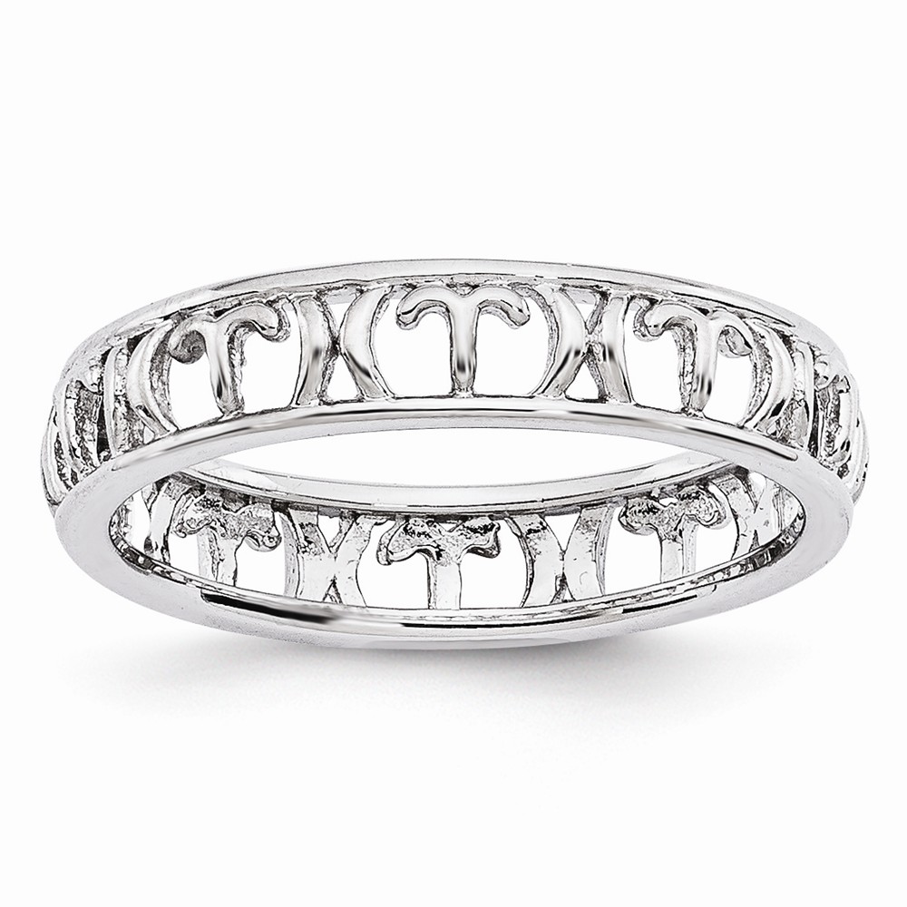 4mm Sterling Silver Stackable Expressions Aries Zodiac Ring