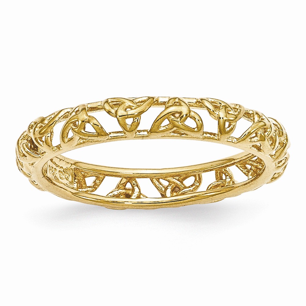 Gold Tone Plated Sterling Silver Stackable 3.5mm Celtic Knot Band