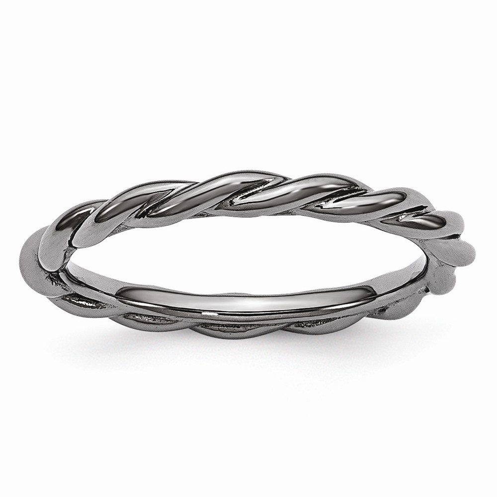 2.25mm Black Plated Sterling Silver Stackable Expressions Twist Band
