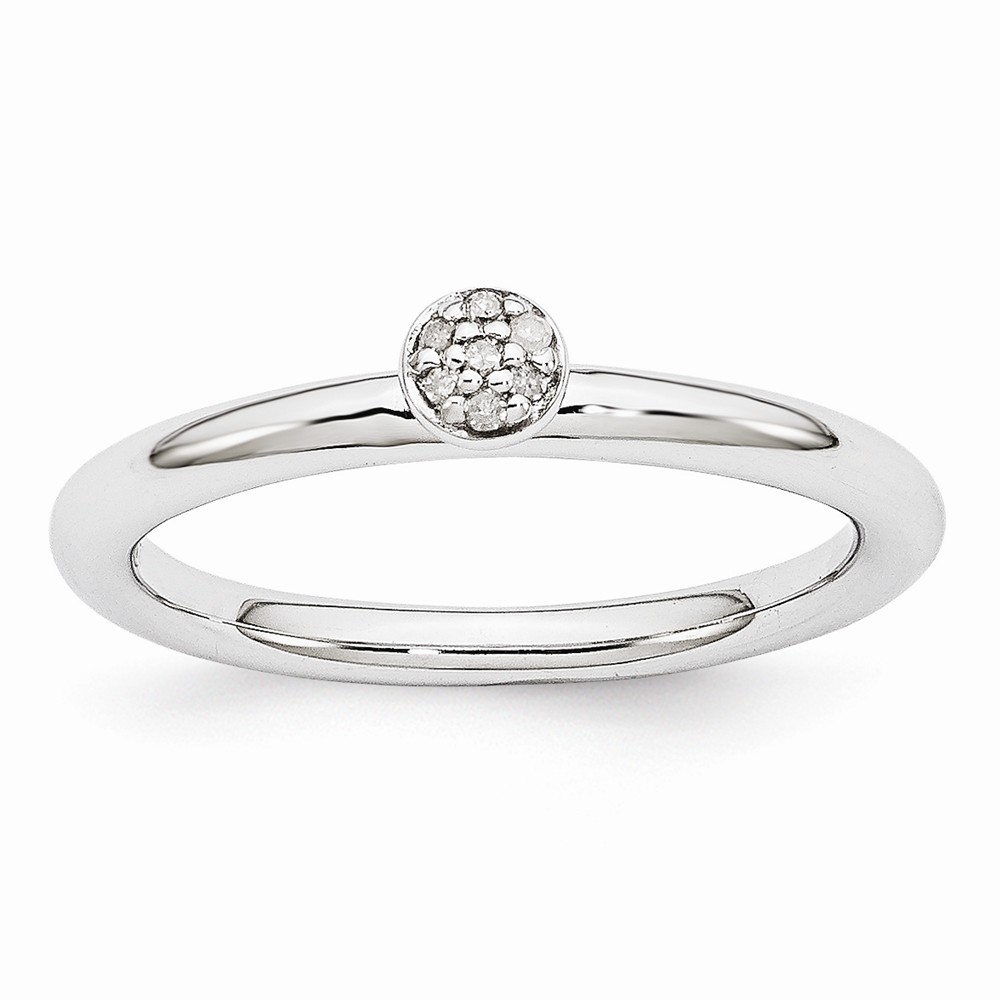 Rhodium Plated Sterling Silver Stackable .035 Ctw I3, H-I Diamond Ring