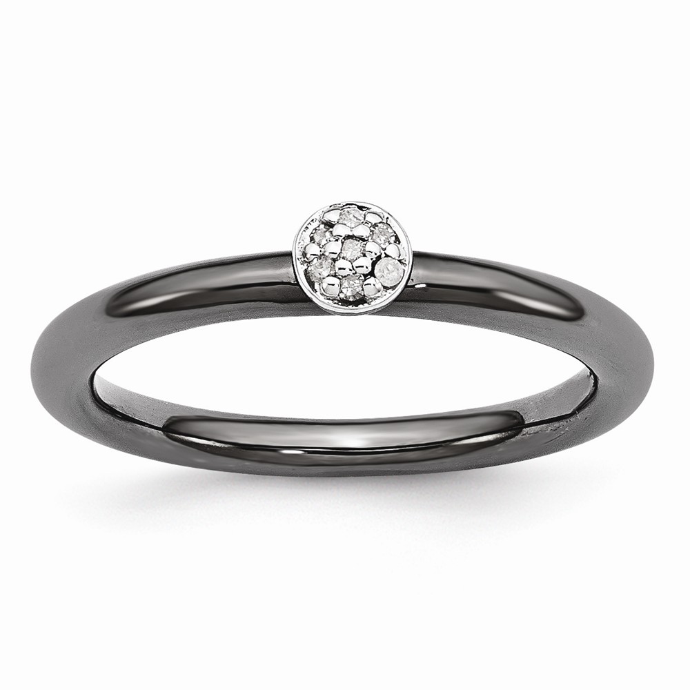 Black Plated Sterling Silver Stackable .035 Ctw I3, H-I Diamond Ring