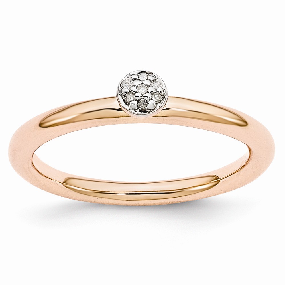 Rose Gold Tone Sterling Silver Stackable .035 Ctw I3, H-I Diamond Ring